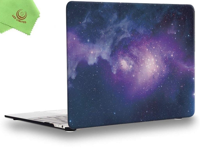 UESWILL Retina 12-inch Galaxy Pattern Hard Shell Case Cover Compatible with MacBook 12 inch (Model: A1534) + Microfibre Cleaning Cloth, Nebula/Purple - Image 1